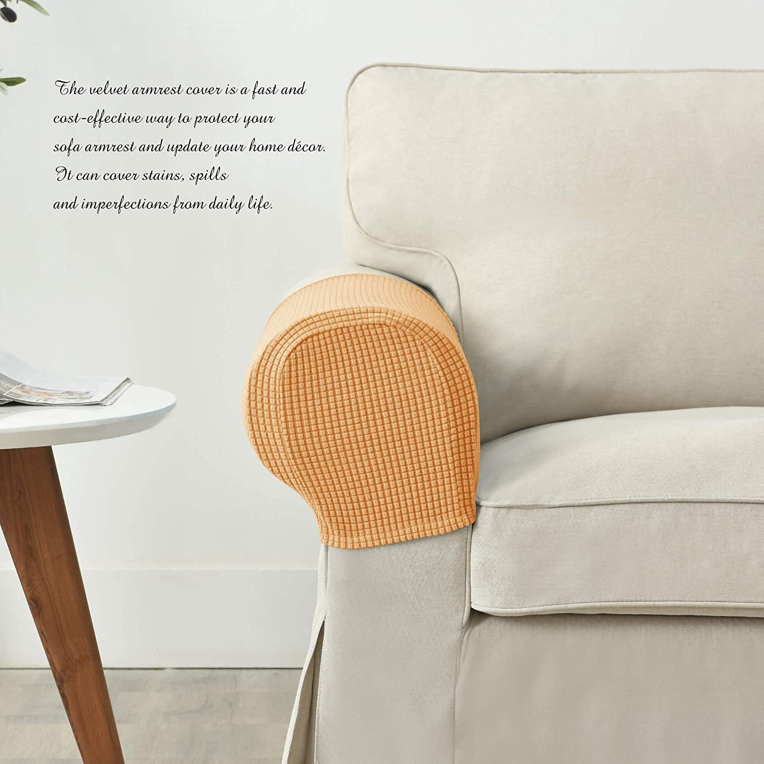 Housses D'accoudoirs Extensibles Pour Canapé - 2 Protège-bras En Polyester élastique, Couleur Vin Rouge - 5