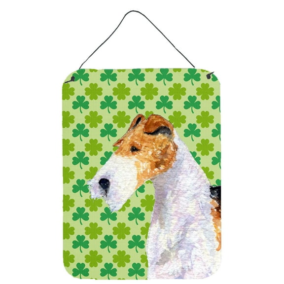 Fox Terrier St. Patricks Day Shamrock Portrait Wall or Door Hanging Prints