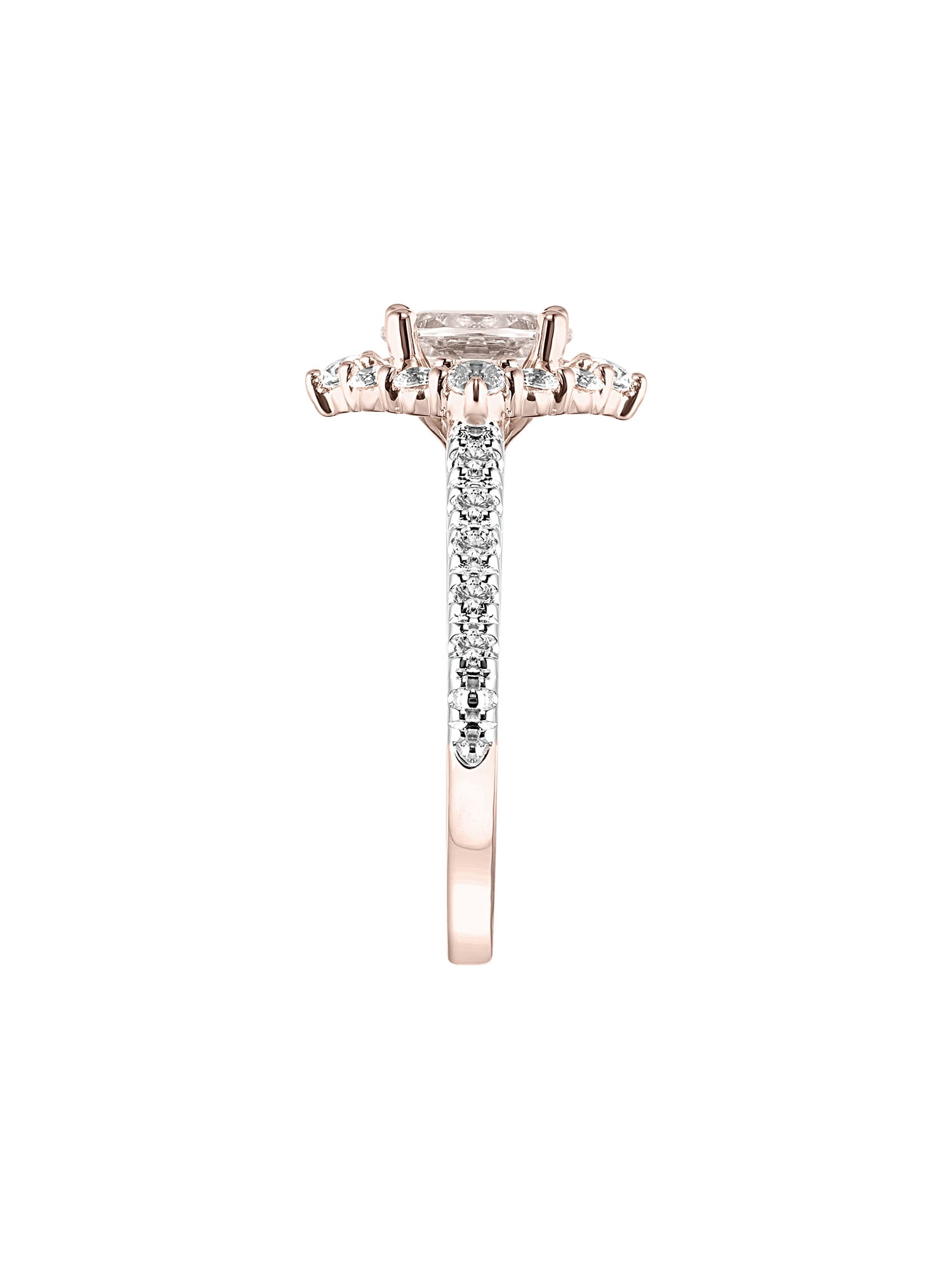 "Love Always…" Morganite, White Topaz and 1/10 Carat T.W. Diamond Engagement Ring in 10k Rose Gold
