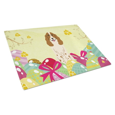

Carolines Treasures BB6031LCB Easter Eggs Russian Spaniel Glass Cutting Board Large 12H x 16W multicolor