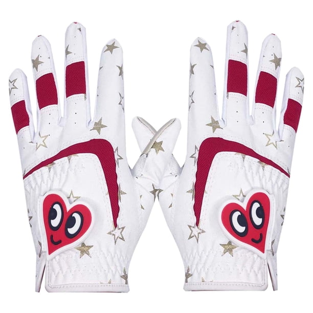 Jumpingount 2 Pieces Kids Golf Gloves Premium Child Leather Boys All Non-lip izes Type2
