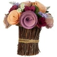 thumbnail image 6 of Northlight Wood Shaved Artificial Floral Spring Bouquet - 8.25" - Pink and Yellow, 6 of 8