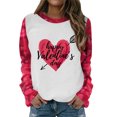 thumbnail image 4 of Pompotops T-Shirts de la Saint-Valentin pour Femmes Chandails en Molleton Graphiques Col Rond Cœur Amour Chandail Décontracté Manches Longues Cadeau Hauts Blouse, 4 of 6
