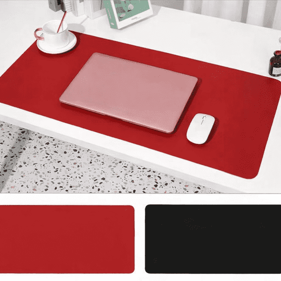Innotech SC Large Desk Pad 31.5 x 15.7 Inch, Reversible PU Leather Desk Mat, Waterproof Mouse Pad for Office, Home & Gaming Desk- Black & Red