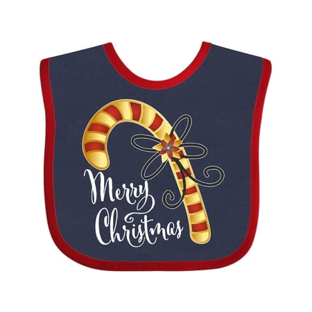 

Inktastic Merry Christmas Red and Gold Candy Cane Gift Baby Boy or Baby Girl Bib