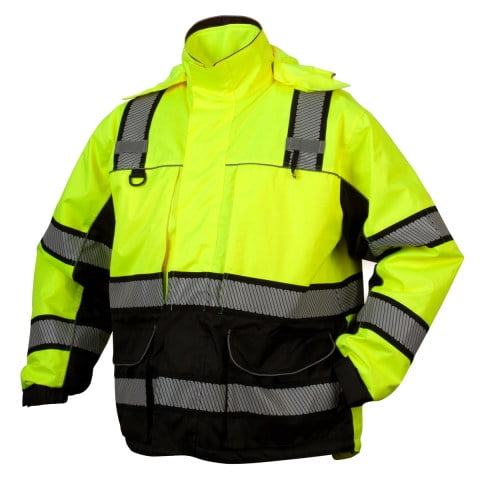 Pyramex RPB36 Type R Class 3 High-Vis Waterproof 2-in-1 Quilt Lined Parka - High Vis Lime Green
