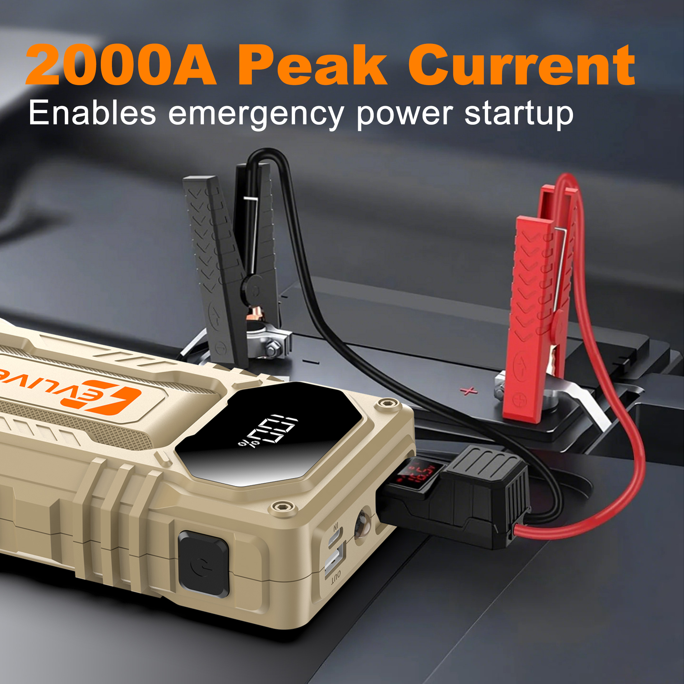 EVLIVE 2000A Peak Car Jump Starter with Power Bank,Portable Battery Booster Pack with USB Charger & LED Flashlight for Emergency Car, Truck, SUV