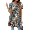 thumbnail image 3 of Fantaslook Plus Size Womens Tunic Tops Short Sleeve Casual Floral Shirts Swing Flare Dressy Blouses, 3 of 8