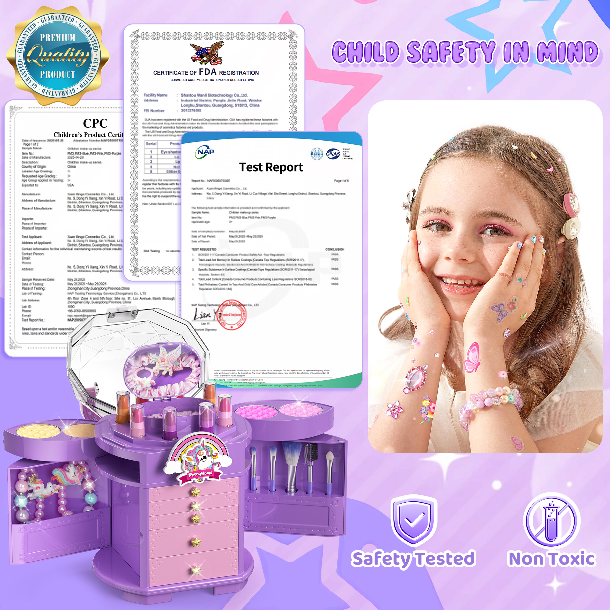 Perryhome Unicorn Kids Washable Makeup Set photo 3