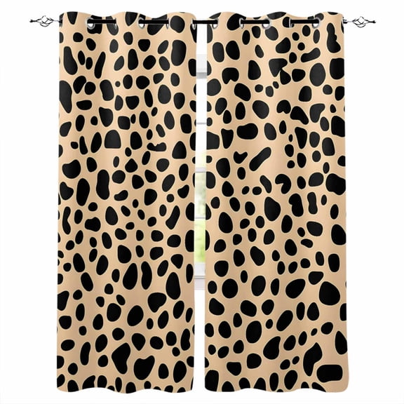 Blackout Curtains for Bedroom, Black Beige Modern Room Darkening Window Drapes for Living Room, Abstract Art Retro Thermal Insulated Grommet Curtains, 52x45 inch, 2 Panels