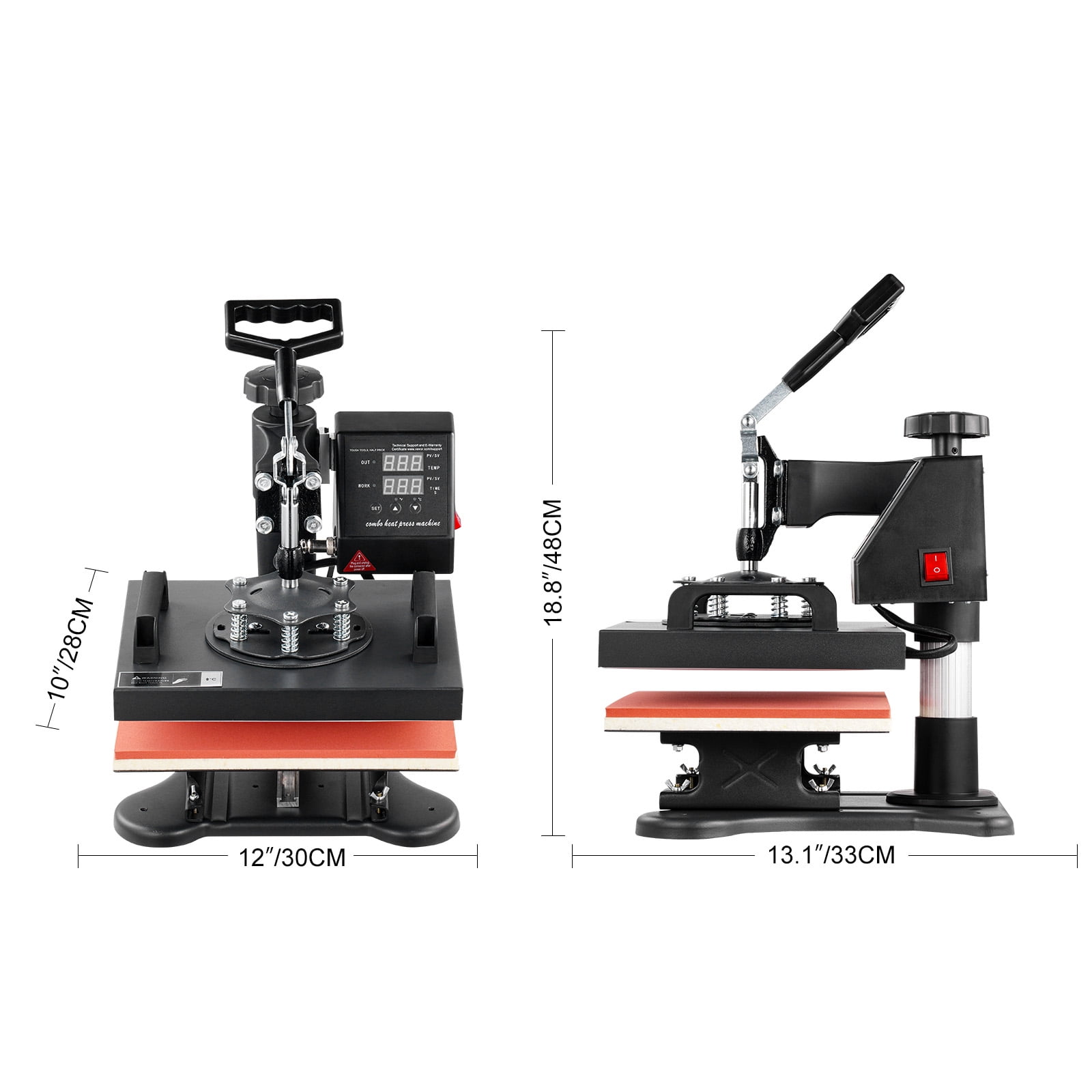 VEVOR 12X10 inch Heat Press Dual Digital Heat Press Machine 650W Swing Away Heat Press T-Shirt Sublimation Printer Transfer 360 Degree Rotation for DIY T-Shirts