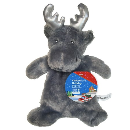 Vibrant Life Holiday Moose Dog Toy with Squeaker for Light to Moderate Chewing