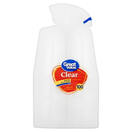 Great Value Clear Plastic Cups, 16 Oz, 100 Count