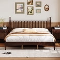 thumbnail image 2 of Euroco Wood Retro Style King Size Platform Bed with Slats for Living Room, Walnut, 2 of 8