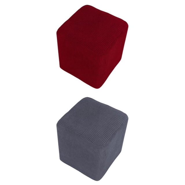 GUOOL Housse Extensible pour Repose-Pieds 2 Pcs Pouf Repose-Pieds Rouge+gris