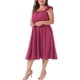 thumbnail image 4 of Vestido de Talla Grande Agnes Orinda para Mujeres con Mangas de Volante y Cintura Ajustada, Vestidos de Playa y Sol 4X Rosa Fucsia, 4 of 6