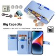 thumbnail image 4 of SaniMore for iPhone 14 Plus Case, with Kickstand [Shoulder & Wrist Strap] Flip Zipper Wallet Cash & Card Slots PU Leather TPU Interior Full Body Protection for iPhone 14 Plus, Blue, 4 of 8