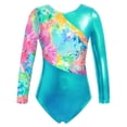 thumbnail image 5 of Sinleey Kids Girls Shiny Metallic Ballet Dance Leotards Long Sleeve Gymnastics Bodysuit Athletic Colorful Tie Dye 12, 5 of 6