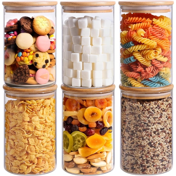 U Chef Set de 6 Frascos de Vidrio Herméticos de 946 ml, Tarros de Vidrio con Tapa y Sello de Silicona, Recipientes de Vidrio para Cocina, Tarros para Alimentos, Pasta, Cereales, Galletas, C