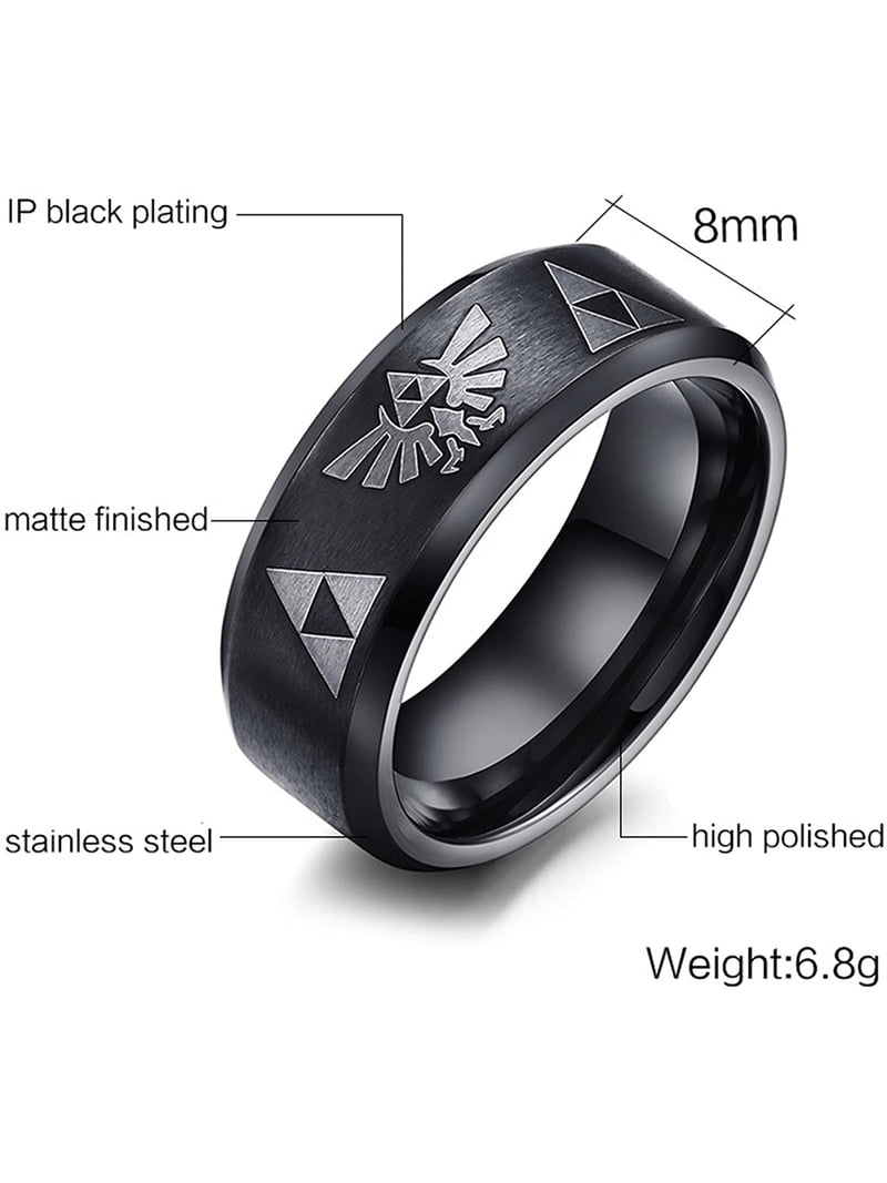 Yazi 8mm The Legend of Zelda Triforce Ring, Stainless Steel Matte