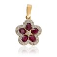thumbnail image 3 of VRJewels 18k Yellow Gold Ruby and Diamond Flower Pendant Valentine Gifts for Her, 3 of 4