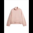 thumbnail image 1 of Suéter de Cuello Alto para Mujer, Blusa de Punto de Larga Gruesa con Dobladillo Alto y Bajo, para Otoño e Invierno. Rosa S, 1 of 10