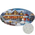 ARISTURING Christmas Tree Snowman House Flannel Floor Mat Round