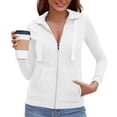 thumbnail image 6 of asdoklhq Women Workout Tops Women's Solid Color Long Sleeve Casual Zipper Tops Blouse with Pocket Sweatshirt Jackets White S, 6 of 6