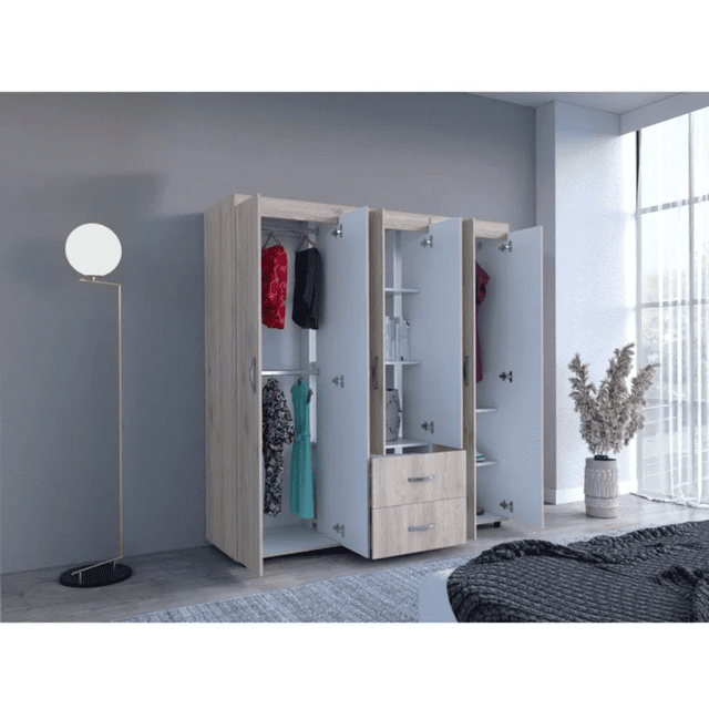 Closet Armario con 6 Puertas, 2 Cajones y 3 Tubos Color Humo | Excelsior