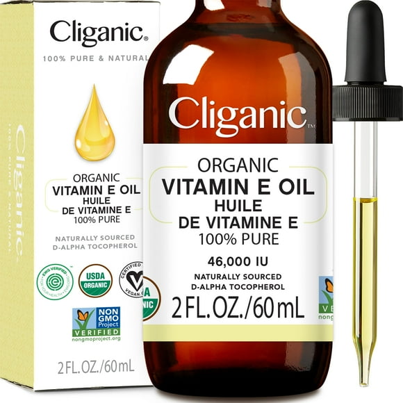 Aceite de vitamina E Cliganic Organic Pure 60 ml para piel, cabello y rostro
