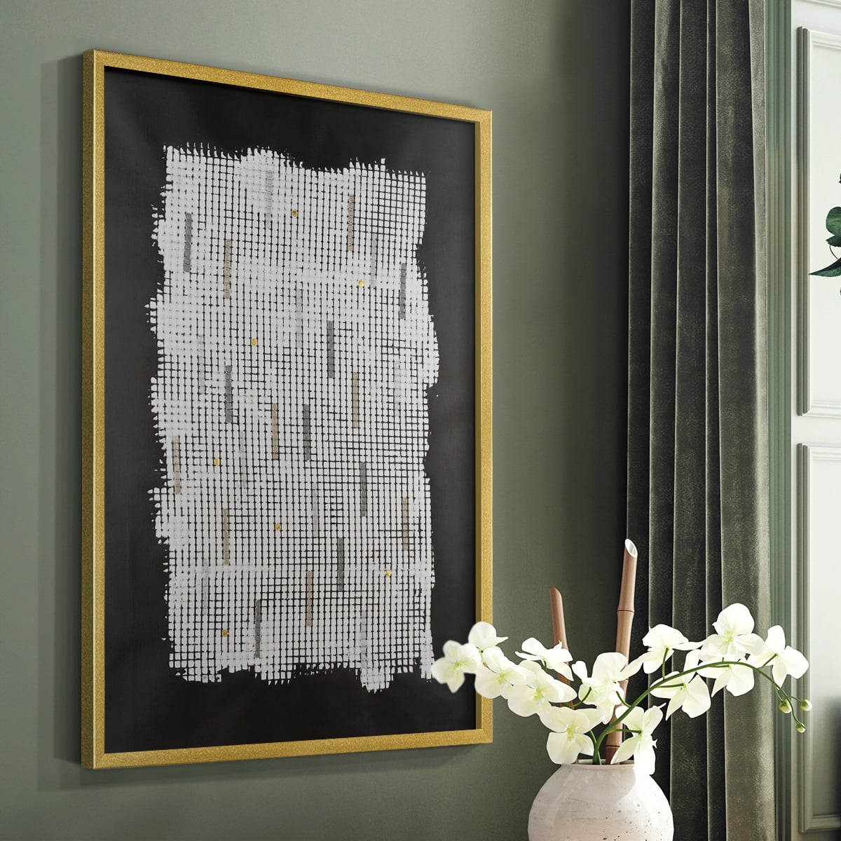 Bits & Bytes II Framed Print in Gold Solid Wood Framed Print No Nail Hanging