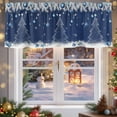 thumbnail image 5 of Christmas Tree Navy Ball Valance Curtain for Windows White Pine Branch Winter Snowflakes Dark Blue Curtain Valances Short Window Treatments Panels for Kitchen Bathroom Laundry Room 42 x 18 Inch, 5 of 7
