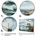 thumbnail image 3 of Designart "Vintage Coastal Windmills in Watercolor" Architecture Framed Wall Art Decor - Industrial White Wind Turbines Entryway Framed Wall Art Print, 3 of 6