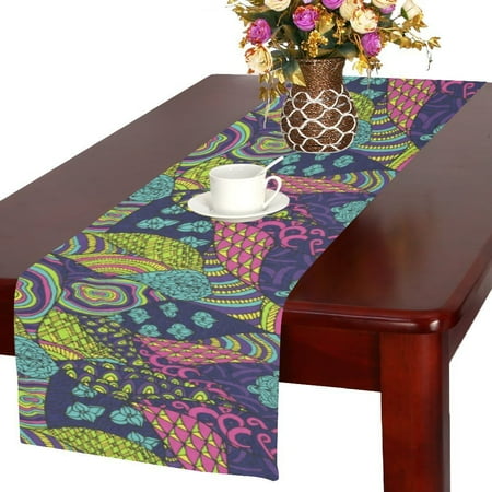 

MYPOP New Hippie Psychedelic Art Cotton Linen Table Runner 16x72 inches