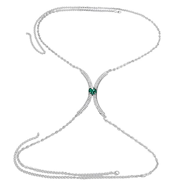 de Imitación, Cadena de Sujetadores, Moderno, Geométrico, Joyería Simple, Cadena de Accesorios para El Cuerpo, para Baile de Graduación/ , Diamante Plata Plata Yinane Cadena de pecho