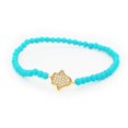thumbnail image 1 of Bracelet à Main Élastique Turquoise Perles Scintillantes Hamsa en Vermeil, 1 of 1