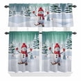 thumbnail image 2 of Kitchen Window Curtains Valance and Tier Set, Cartoon Winter Skiing Snowman Rod Pocket Tier Curtain Valance Set, Snowy Forest White Light Filtering Cafe Curtains for Bedroom Living Room, 2 of 9