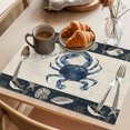 thumbnail image 3 of Coastal Crab Placemats Set of 4, Nautical Ocean Beach Fish Starfish Washable Wipeable Table Mats for Dining Tables, Indoor Outdoor Kitchen Place Mats for Holiday Party Table Decor, 3 of 9