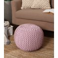 thumbnail image 3 of · REDEARTH · Round Pouf Ottoman - Braided Boho Poof Home Décor Pouffe Circular Footrest for Living Room - Bedroom - Lounge - 100% Cotton (19.5"x19.5"x14") - Pale Pink, 3 of 9