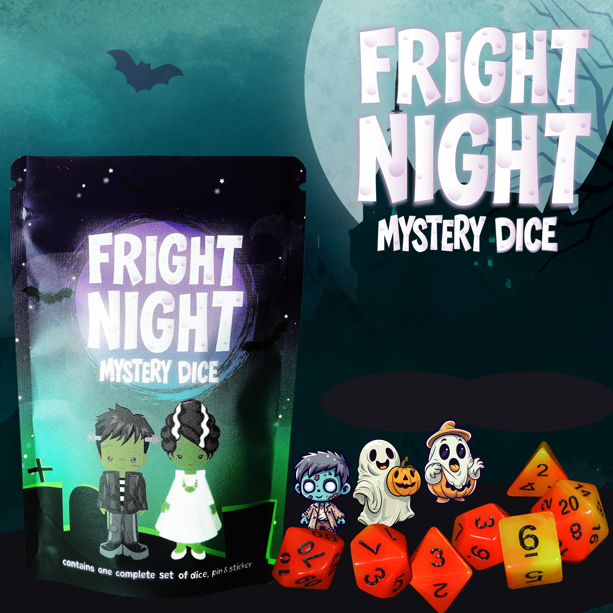 1985 Games Fright Night Mystery Dice Set photo 3