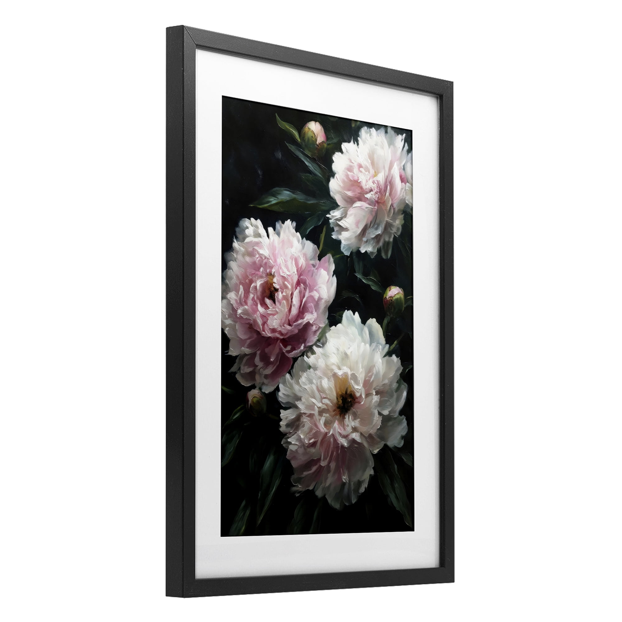 Stupell Industries Soft Pink Peony Garden Black Framed Print Under Glass, design by Petal Prints Design