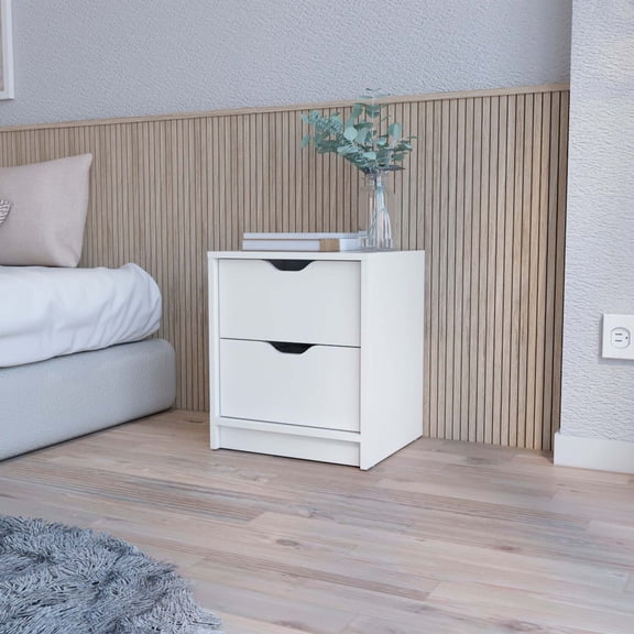 FM FURNITURE Dillon 2 Drawers Nightstand, Bedside Table with Storage