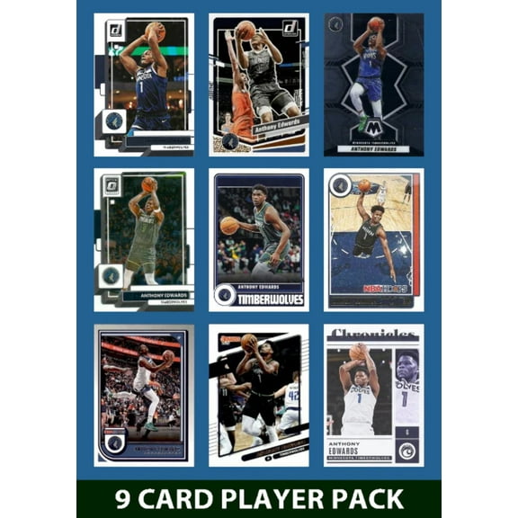 Anthony Edwards 9 Card Player Pack 2023-24 Hoops Panini Minnesota Timberwolves