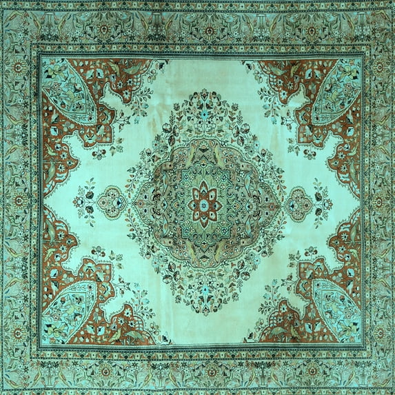 Ahgly Company Indoor Square Persian Light Blue Traditional Area Rugs, 8' Square