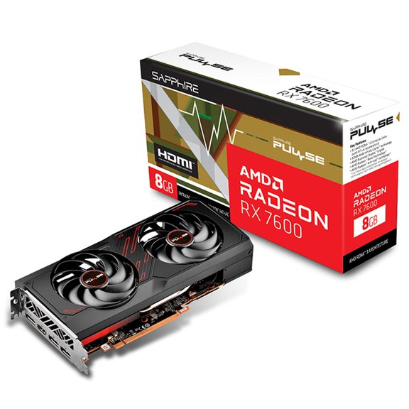 Tarjeta de Video SAPPHIRE PULSE AMD Radeon RX 7600 8GB GDDR6 negro Sapphire FUENTE DE PODER