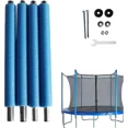 thumbnail image 1 of Filet et Poteau de Trampoline de Rechange 4 Pcs Bleu, Tubes d'Enceinte Droits en Acier Robustes avec Mousse de Protection, 1 of 6