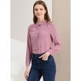 thumbnail image 3 of Allegra K Blusas Con Botones Y Cuello En Punta De Manga Larga Puntos suizos Office Para Mujer Rosado morado M, 3 of 6