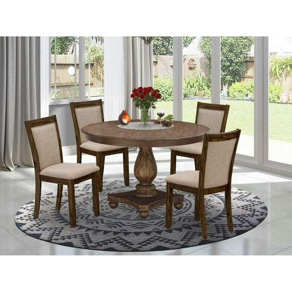 East West Furniture Ferris 5-Piece Wooden Dining Set in Light Tan/Antique Walnut