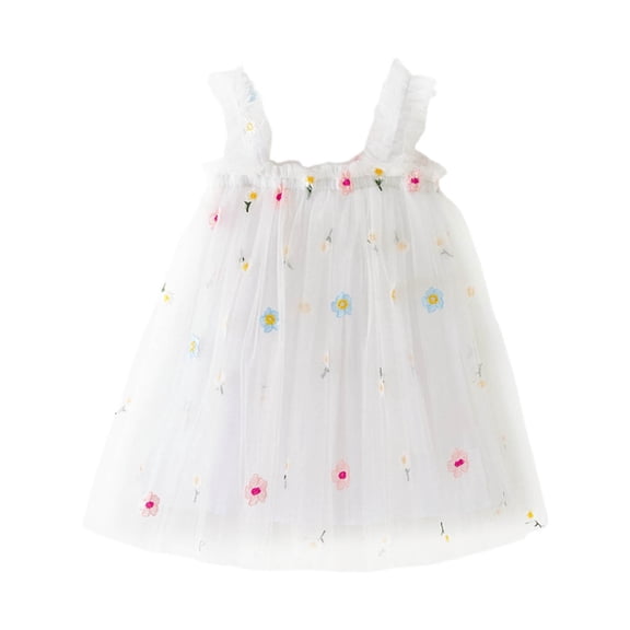 Toddler Dresses For Girls Sleeveless Holidayfloral Danceclothes Flower Girl Dresses Size 3-4T