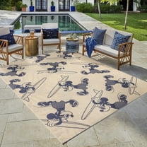 Disney Outdoor Surfing Coastal Animal Print Sand/Navy Area Rug, 6x9